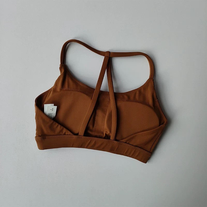 Beautiful Back Sports Underwear Women's Thin Shoulder Strap Hanging Neck Strap Naked Feel bra Yoga Bra Fitness Training Tank Top