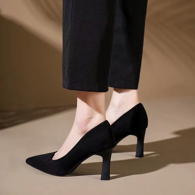 New In Black Special Head Spiral Pattern Fashion Women's Shoes Pointed Fine Heel Wedding High Heels Banquet Nightclub with Shoes