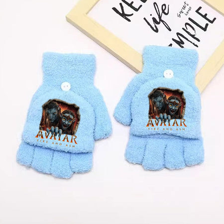 Avatar Fire and Ash Gloves Disneys Boy Winter Flip Cover Mittens Kids Outdoors Warm Cute Glove Children Clothes Accessories Gift
