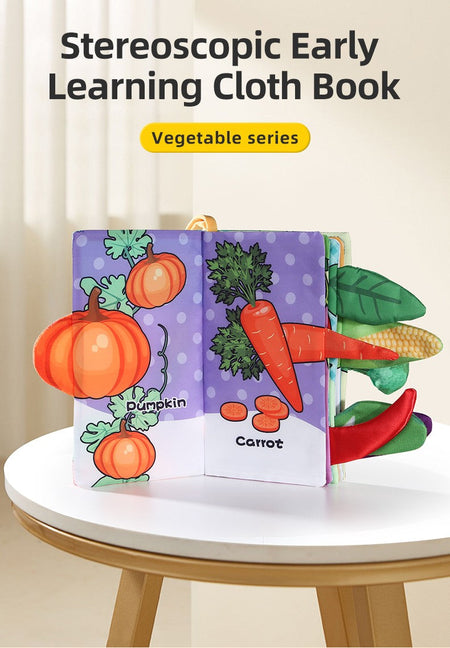 Baby Cloth Book 6-page 0-3 Year Old Infant Early Education Toys Vegetable Enlightenment Cognition Cloth Book Baby Toys