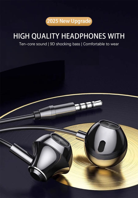 Wired Earphones USB Type C 3.5mm HiFi Headphones Bass Stereo With Volume Control Earbuds For Samsung Galaxy iPhone Huawei Xiaomi