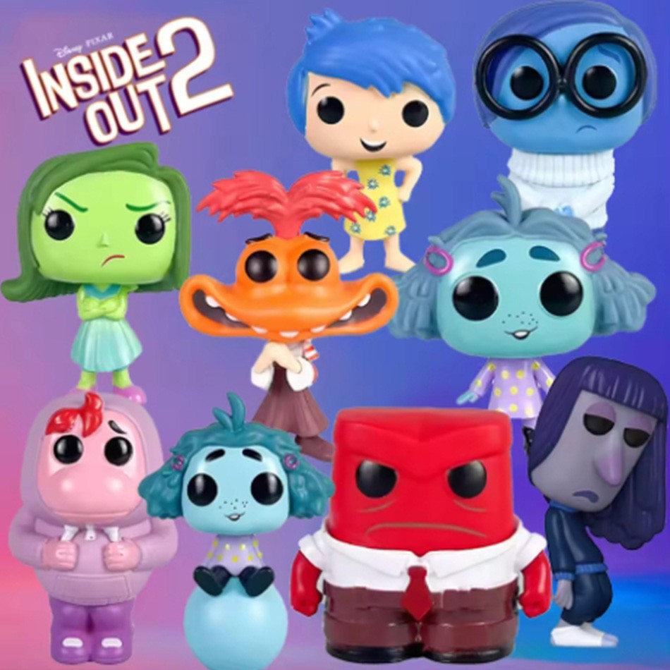 Anime inside out 2 Joy Anxiety Anger Sadness Disgust Fear POP Figure Action Toys Cartoon Movie PVC Doll Figurines