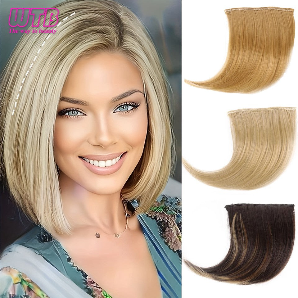 Synthetic Invisable Seamless Hair Pads Clip In One Piece 2Clips Increase hair volume Hair Extensions Top Side Cover Hairpiece