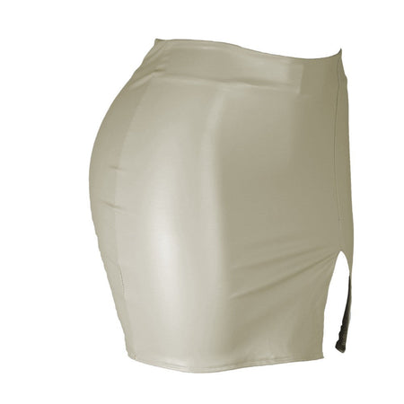 2025 Women Leather Night Clubwear Skirts Summer Pure Color PU-leather Zipper Sexy Hip Leather Mini Skirts