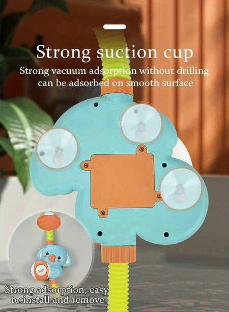 1Set Cartoon Cute Little Elephant Electric Shower, 360°Jet Water Wash Head, Baby Bath Sprayer, Bathroom Fun Water Play Toy
