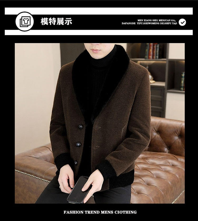 2024 Winter Woolen Jacket for Men Thick and Plush Warm Lapel Trench Coat Casual Business Wool Blends Social Streetwear Overcoat