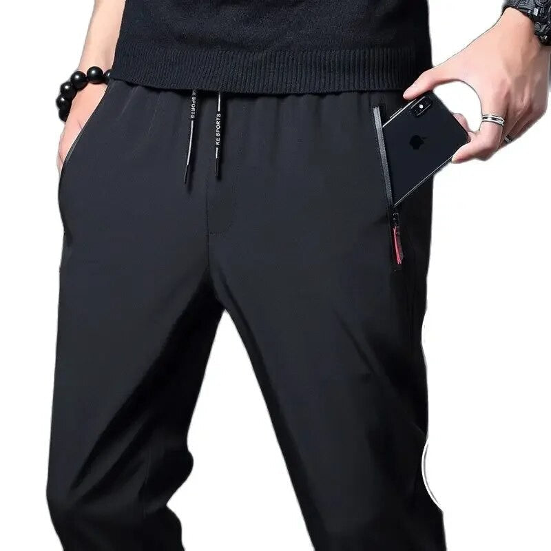Men's Casual Pants Stretch Slim Fit Elastic Waist Jogger Korean Classic Blue Black Gray Male Brand Trousers Plus Size
