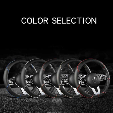 All Seasons Leather Diamond Steering Wheel Cover Universal Fit for 14 .5-15 Inch Durable Leather Cover Anti-Slip Veins Design