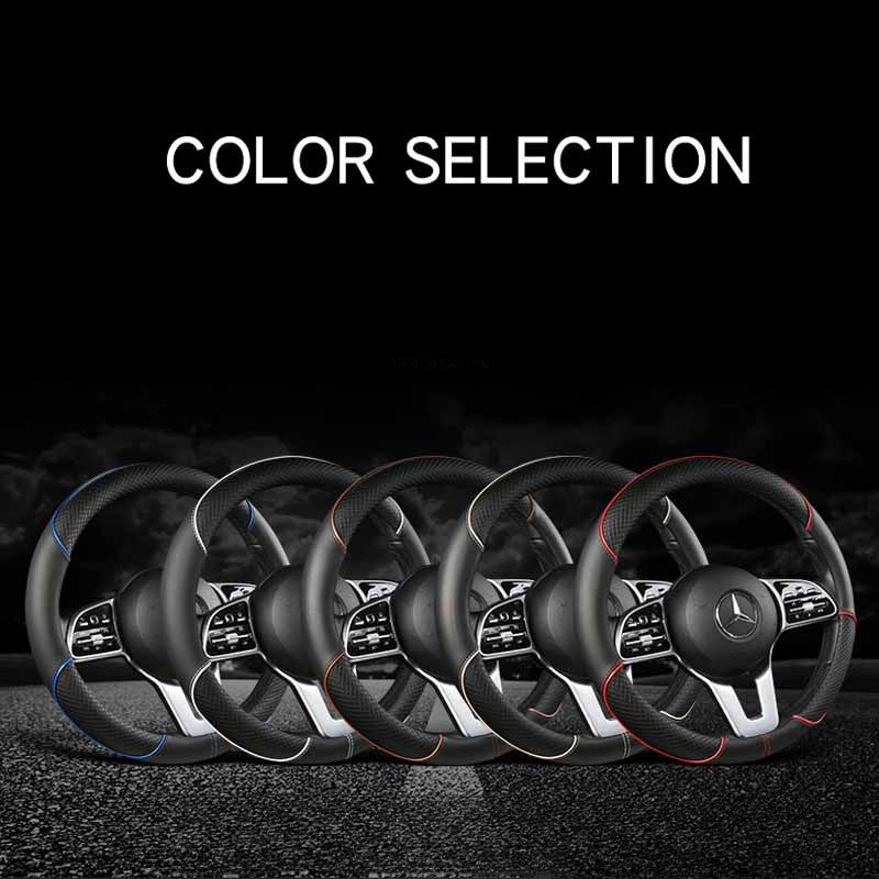 All Seasons Leather Diamond Steering Wheel Cover Universal Fit for 14 .5-15 Inch Durable Leather Cover Anti-Slip Veins Design