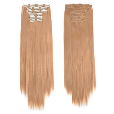 16 Clips in Hair Extensions 24Inchs Long Straight Hairstyle Synthetic Blonde Black Hairpieces Heat Resistant Fake Hair 6Pcs/Set