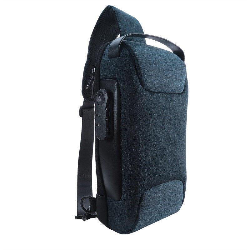 Men'S Usb Crossbody Bag Anti-Theft Shoulder Bags Waterproof Oxford Waist Bag Multifunction Short Travel Messenger Chest Pack