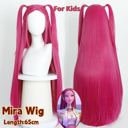 Kpop Demon Hunters Wig Rumi Mira Zoey Wig For Kids Synthetic Hair Cosplay Halloween Party Chindren Use