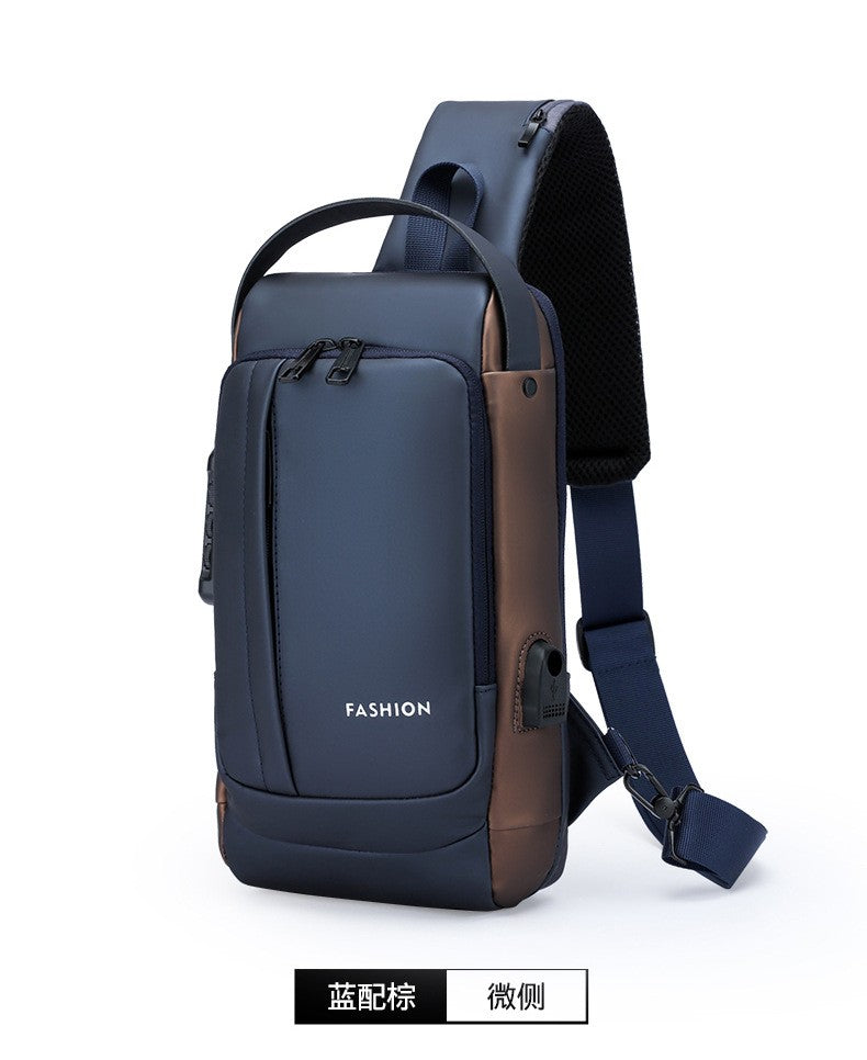 Men Anti Theft Chest Bag Shoulder Bags USB Charging Crossbody Package School Short Trip Messengers Bags Men's Oxford Sling Pack
