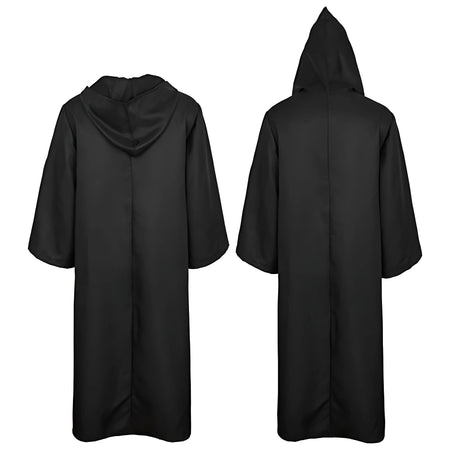 Black Cape Black Cloak Jedi Warrior Costume for Adults, Vampire Cape with Hood, Adult Halloween Cosplay Vampire Christmas Party