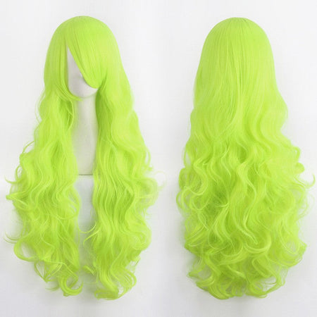 European and American style cos color anime wig, with foreign trade buckle net, universal, 80CM long, curly Synthetic fiber wig