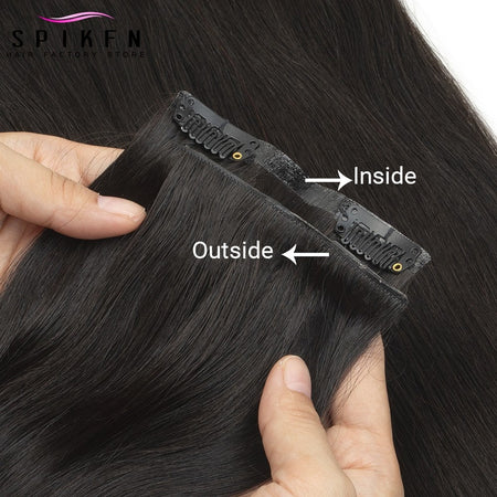 Invisible PU Clip ins Extensions 100-120g 7pcs/set Clip in Human Hair Chocolate Brown Straight Machine Remy Hair Pieces Clip On