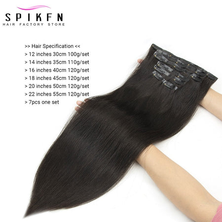Invisible PU Clip ins Extensions 100-120g 7pcs/set Clip in Human Hair Chocolate Brown Straight Machine Remy Hair Pieces Clip On