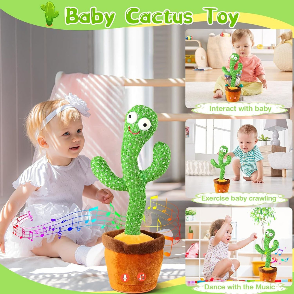 Talking, Recording ,Dancing Cactus Toys, Children's Electronic Plush Cactus Toys, 120 Songs, Children's Birthday Gifts