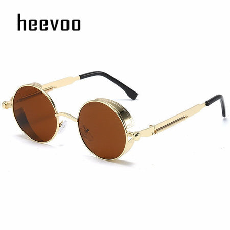 Metal Steampunk Sunglasses Men Women Fashion Round Glasses Brand Designer Vintage Sun Glasses High Quality Oculos de sol UV400