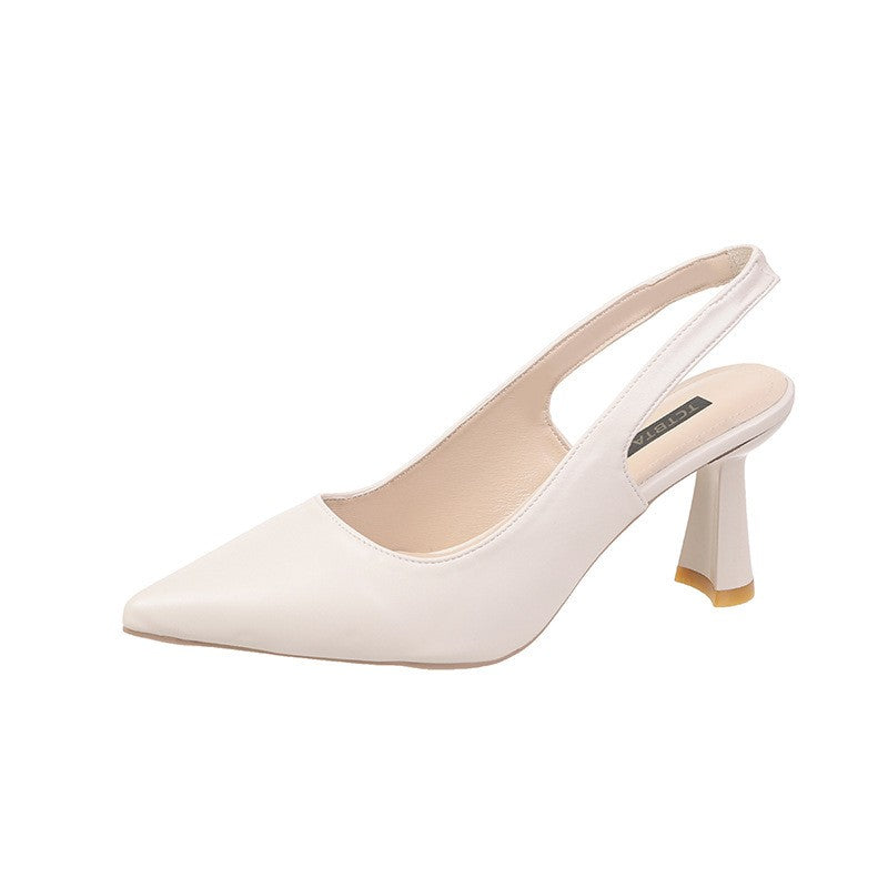 Summer Fashion New Breathable Pointed Toe Stiletto Heel PU Comfortable and Elegant Women's Shoes Shallow Mouth Sexy Sandals