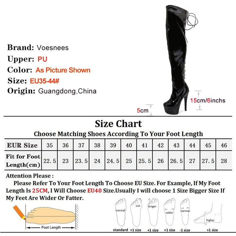 New Black Pole Dancing Long Shoes Night Club Party Queen Boots Over the Knee Boots High Heels Women Boots Sexy Thin Heels Shoes