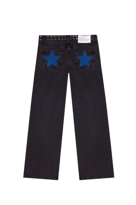 Y2K Women's Straight Leg Jeans Personalized Lucky Star Texture Retro Baggy Jeans Stylish High Street Willow Nail Low Waist Jeans