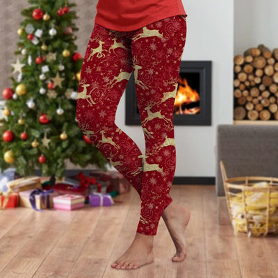 3d Cartoon Pattern Christmas Women's Leggings High Waist Slim Stretch High Waist Tights New Year Home Party Pant Bottom Legging