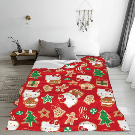 Christmas Hello Kitty Blankets Quality Warm Throw Blanket Winter Travel Office Couch Bed Graphic Bedspread