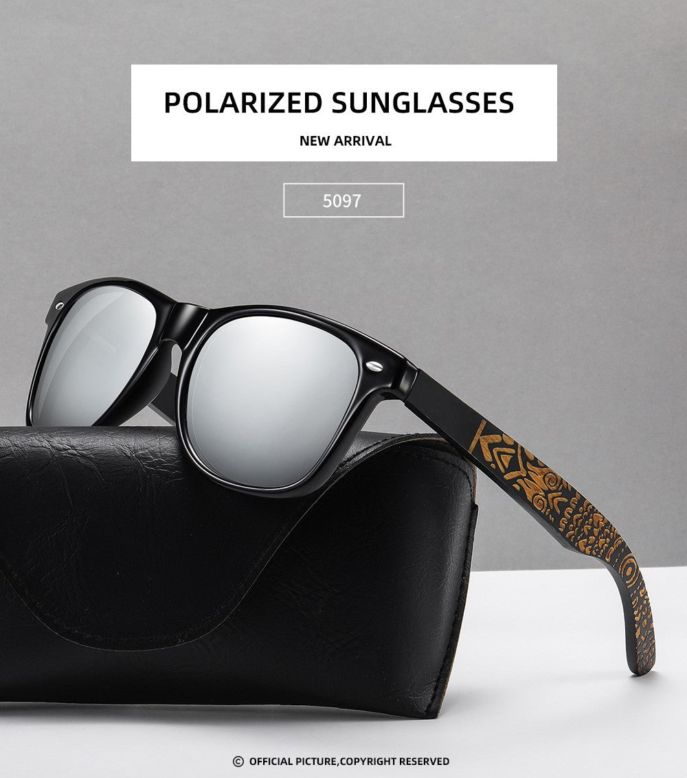 GM Brand Wooden Bamboo Polarized Men's Sunglasses Oval Frame Sun glasses Women Sun glass S5097es Male Oculos de sol Masculino