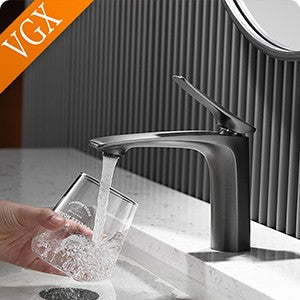 VGX Bathroom Faucets Luxury Gold Basin Mixer Sink Faucet Gourmet Washbasin Tapware Hot Cold Water Tap Brass Chrome Black Grey