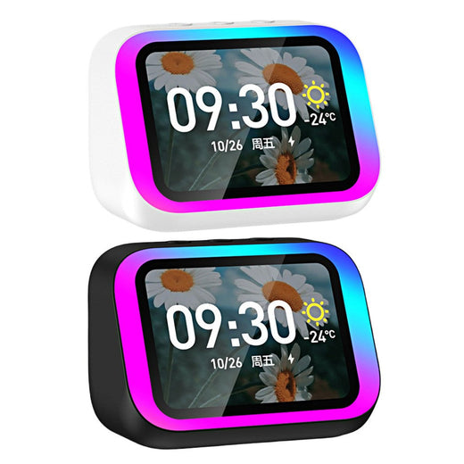 Smart Speaker Voice Assistant Portable Bluetooth Speaker Alarm Clock with HD Touch Screen Display Speaker for Bedroom Decor