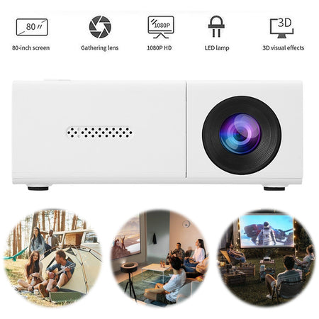 1080P LED Pocket Pico Video Projector Compatible with HDMI AV Laptop Smartphone 4K HD Video Projector for Outdoor Camping Movies