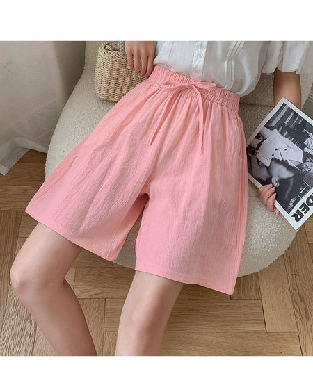 Women shorts Summer Casual Solid Cotton Linen shorts high waist loose shorts for girls Soft Cool female shorts M-3XL