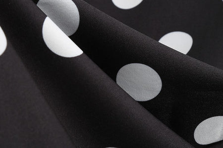 Elegant Women Summer Dress Puff Short Sleeve Polka Dot Peter pan Collar Vintage A-line Midi Long Party Sundress