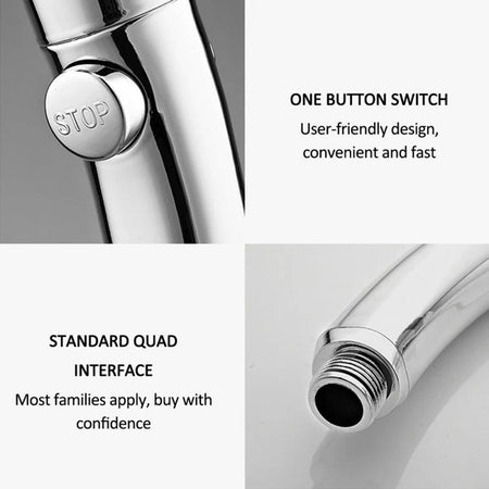 3 Spray Setting with ON/OFF Pause Switch 360 Degrees Rotating Handheld Shower Head Adjustable Water Saving Shower Head