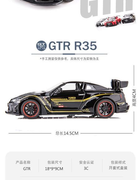 1:32 Nissan GTR R35 Racing Alloy Model Car Diecast Metal Toy Vehicle Model Collection Miniature Car Simulation Boy Birthday Gift