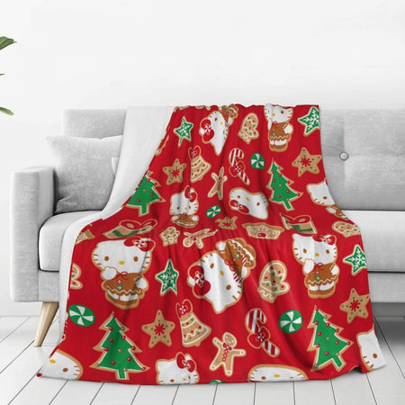 Christmas Hello Kitty Blankets Quality Warm Throw Blanket Winter Travel Office Couch Bed Graphic Bedspread