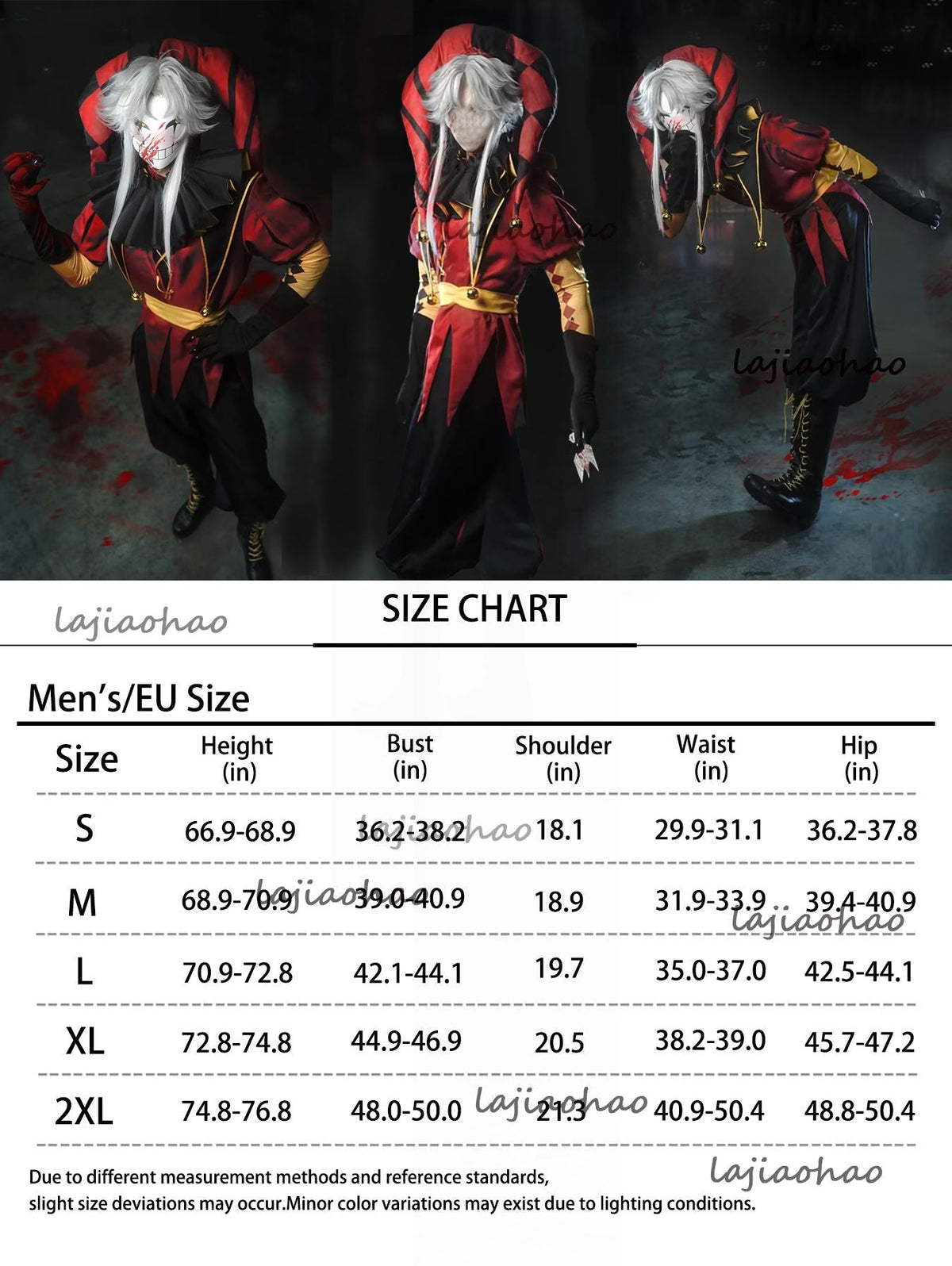 Hot The Freak Circus Pierrot Jester Harlequin Cosplay Costume Adult Clown Top Pant Joker Uniform Halloween Costume Carnival