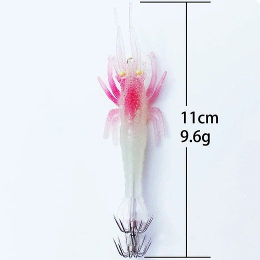 1pc 10g11cm Soft Shrimp Soft Fishing Lure Glow Octopus Cuttlefish Hook Squid Hook Artificial Bait pesca Fishing Tackle