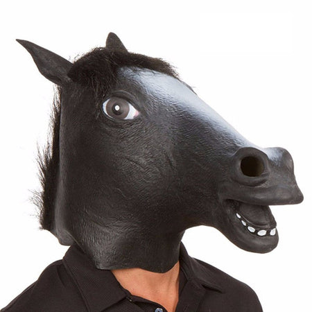 Horse Mask Halloween Horse Head Mask Latex Creepy Animal Costume Theater Prank Crazy Party Halloween Decor