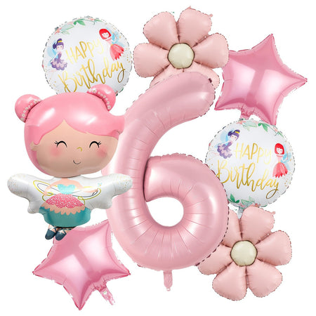 Cute Butterfly Fairy Theme Princess Birthday Foil Balloons Pink Wing Fairy Rainbow Balloons 4th Birthday Party Decorats