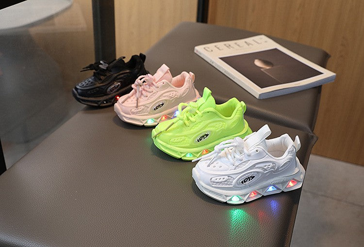 Baby Shoes2025 Spring Autumn New Boys and Girls Light Up Clunky Sneaker Small and Medium-sized Children's Soft Soled Baby Shoes