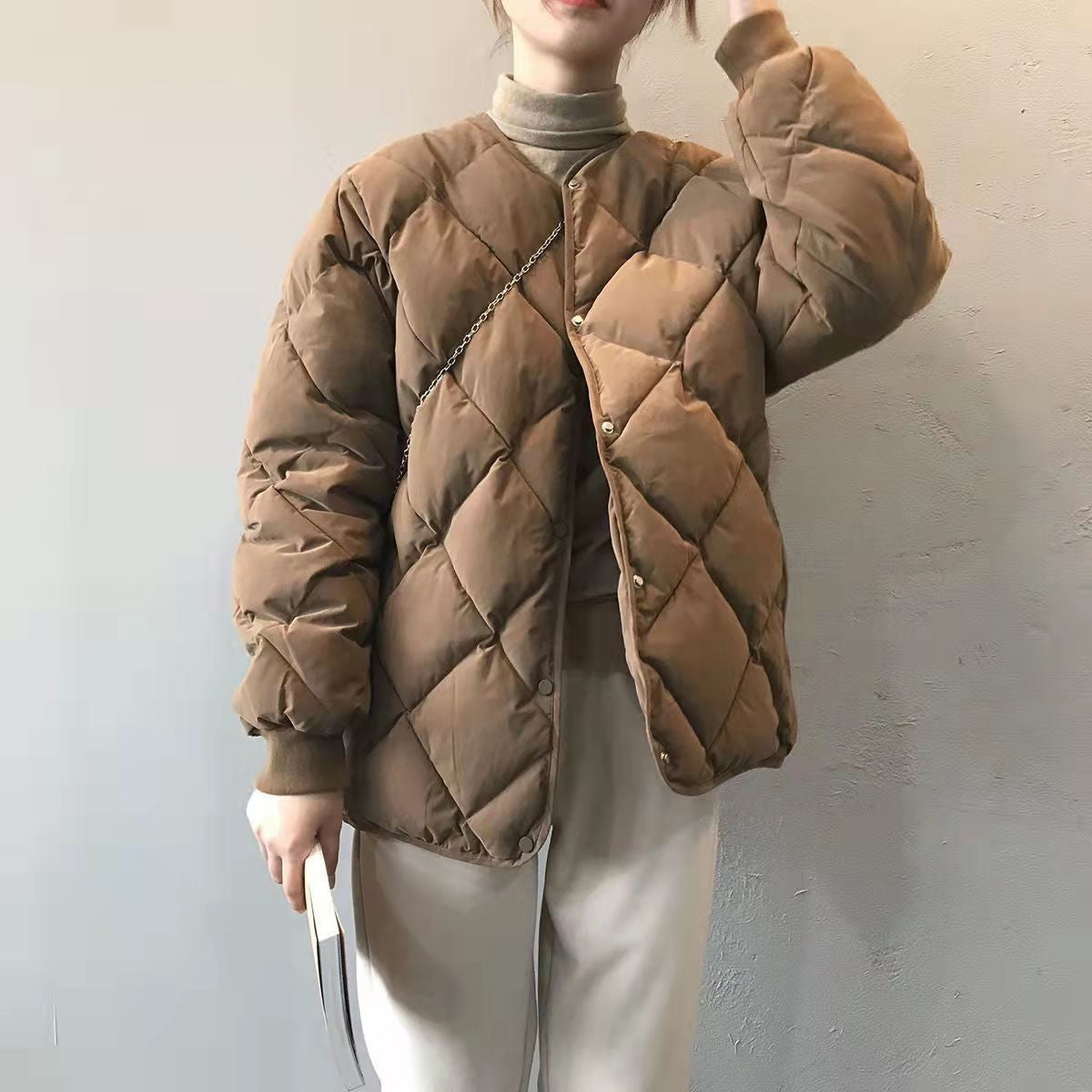 Autumn Winter Single Breasted Coat Women 2025 Fashion Solid Warm Quilted Jacket Long Sleeve O Neck Coats Lady Casual Outfit Wear