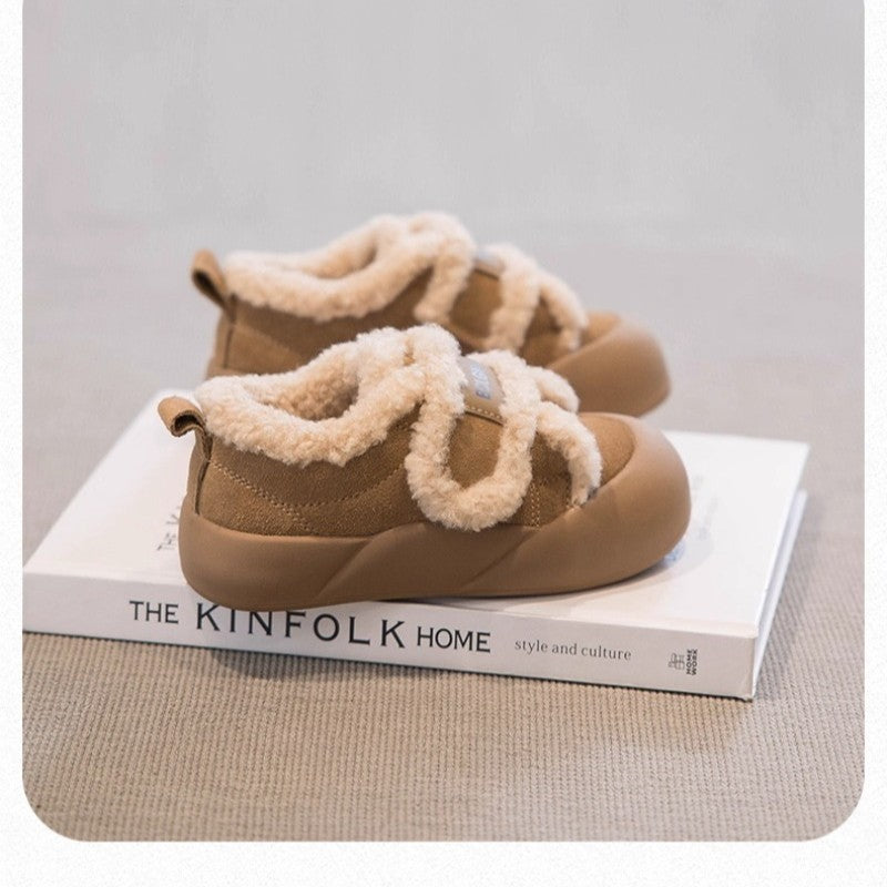 2025 Children's Cotton Shoes Winter New Style Thickened Warm and Comfortable Girls' Soft Bottom Fashion Retro Boys' Casual Shoes
