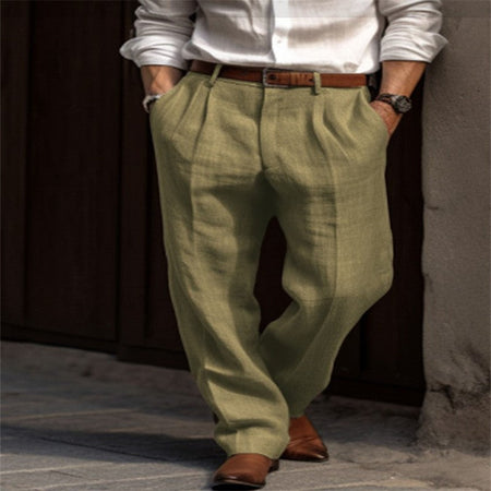2026 Men's Stand Pocket Casual Linen Pants Solid White Gray Trouser Plus Size 3xl Mens Elegant Fashion Sweatpants Men Streetwear