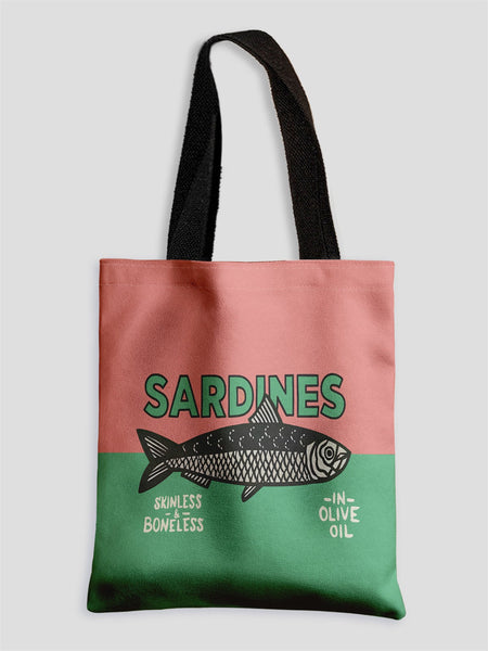 Colorful Trendy Sardines Printe Casual Handbag, Reusable Fashionable Backpack, Multifunctional Tote Bag Polyester Shopping Bag