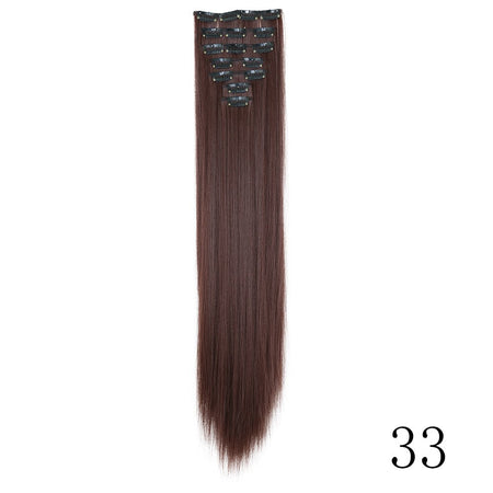 LANSA 7Clips Long Straight Synthetic Clip On Hair Extensions Cheveux Clip Naturel High Temperature Fiber Black Brown Hairpiece