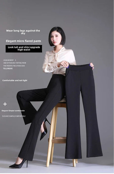 Spring Autumn New Bootcut Pants Women's Slimming Versatile Korean Style Loose-fit Fashionable Trousers Drop Leg Bell Pants Women