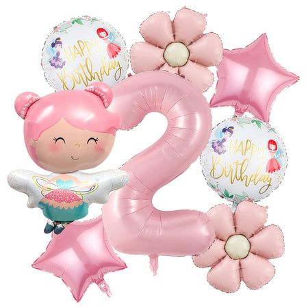Cute Butterfly Fairy Theme Princess Birthday Foil Balloons Pink Wing Fairy Rainbow Balloons 4th Birthday Party Decorats