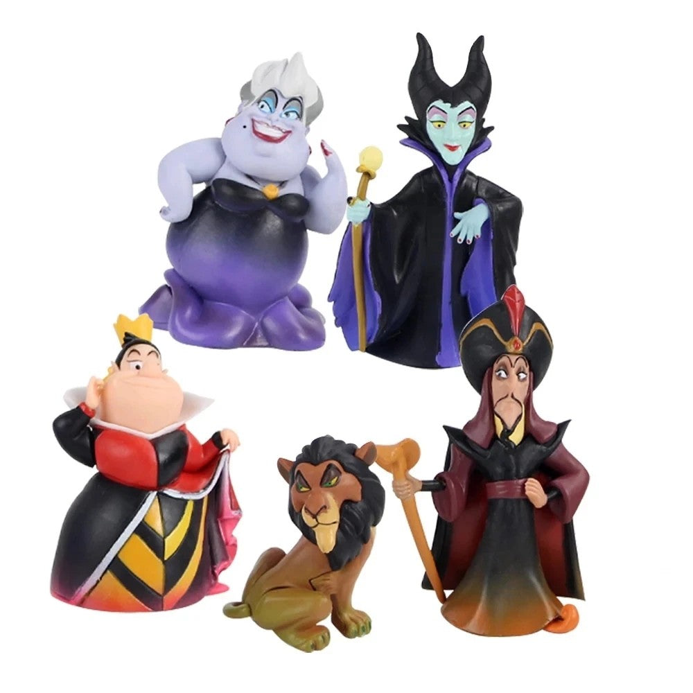 Disney Anime 5Pcs/Set Red Queen Villains Maleficent Jafar Ursula Vinyl Action Figure Model Toys For Children Christmas Gift